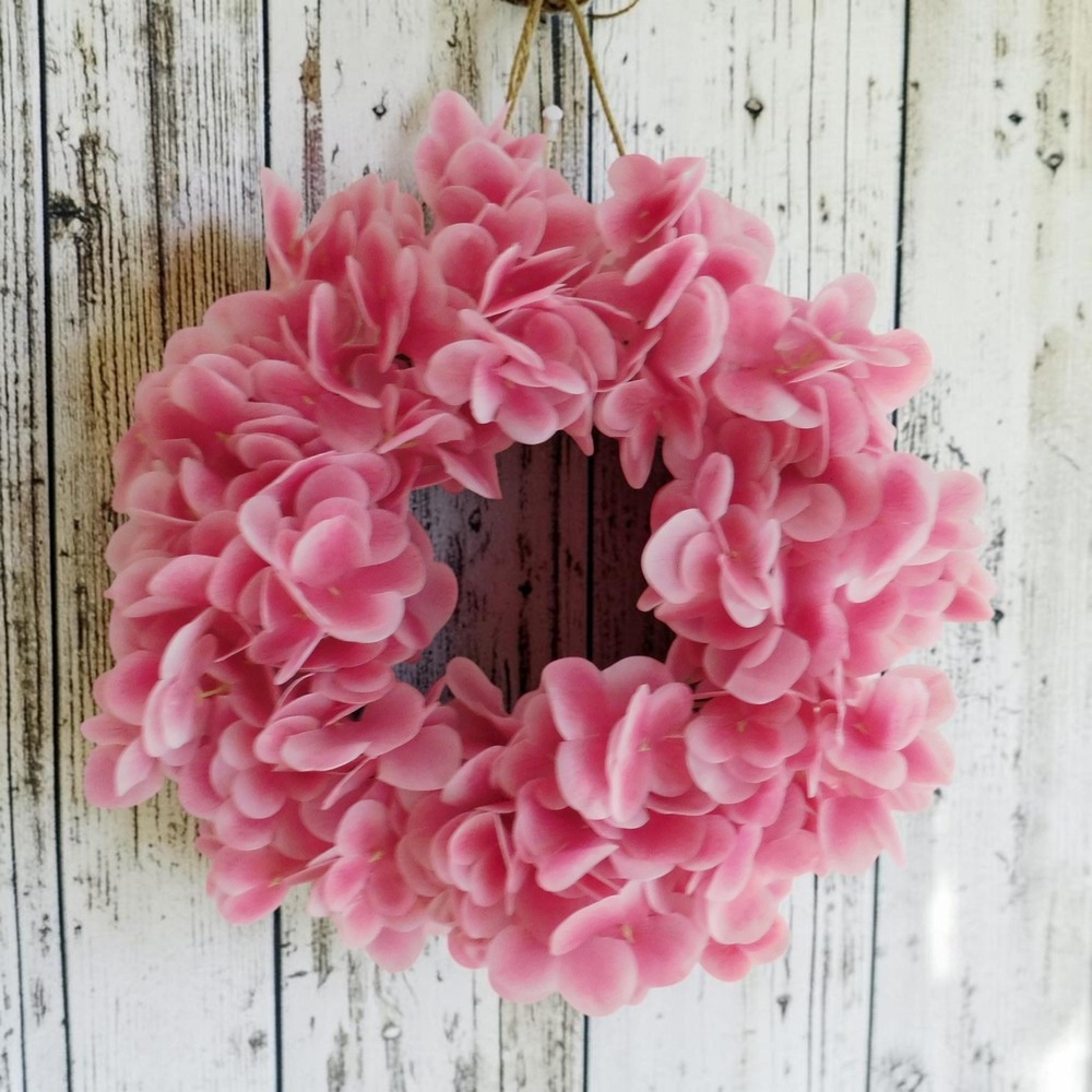 Pink Hydrangea Mini Wreath, Cabinet, Mirror, Fireplace‎ Mantel, Wall Decor